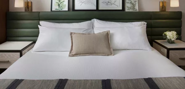 King size bed with a nightstand on each side.